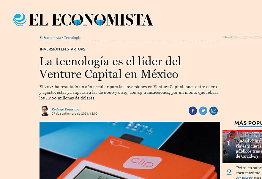 La tecnologa es el lder del Venture Capital en Mxico